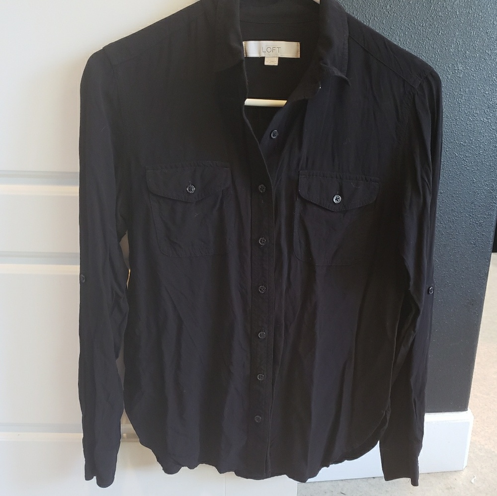LOFT black button blouse